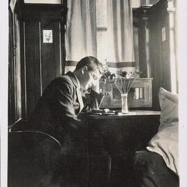 Young man studying at a table