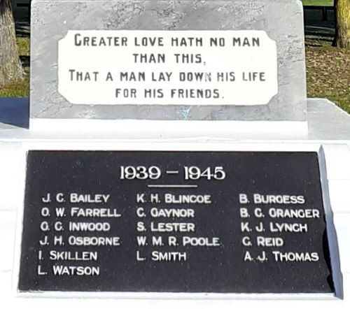 Murchison War Memorial plaque