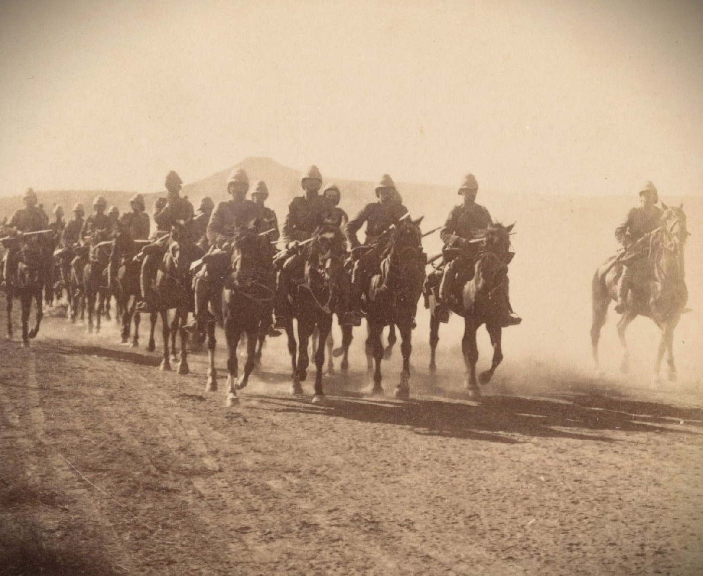 New Zealand Mounted Rifles, Reinsberg South Africa. 1900. Photo by: Works and Studios, Arlington, N.J. Littleton, N.H. Washington, DC. On Wikipedia. Public Domain.